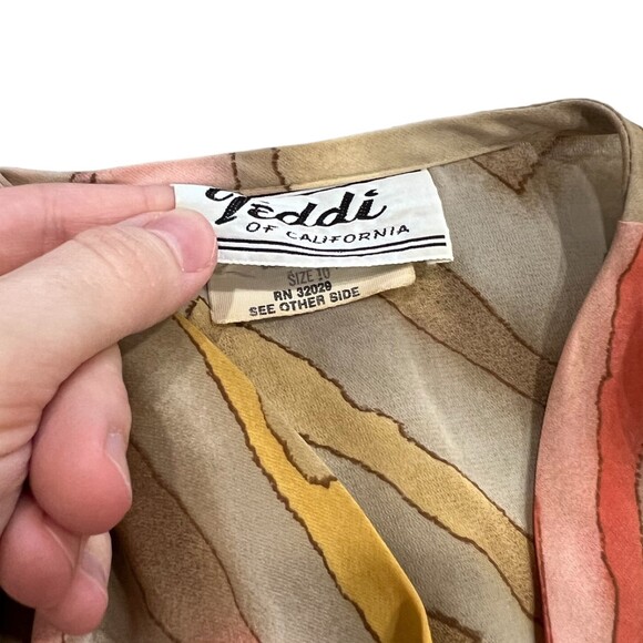 Teddi of California Brown Chevron Blouse 10 - Picture 3 of 4